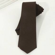 Brown Ties Shein Men's Solid Brown With Striped Casual Necktie