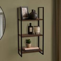 OHS 3-Tier Mounted Shelves Set Brown Wall Shelf 3pcs