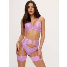 Women Lingerie Accessories Ann Summers Sexy Lace Foiled Suspender Belt New Look - Purple
