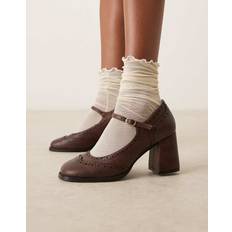 Glamorous Blockklack Pumps Glamorous Block Heeled Mary Jane Shoes - Washed Brown