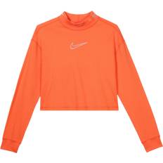 Nike Orange T-shirts Nike Casual Stand Collar Crop Long Sleeve T-Shirt - Team-Orange