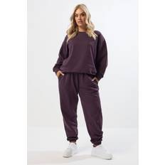 Running - Women Trousers Yours Curve Purple Cuffed Leg Joggers - Purple