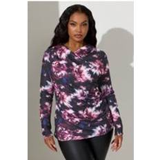 Purple Blouses Yours Curve Floral Print Wrap Top - Purple