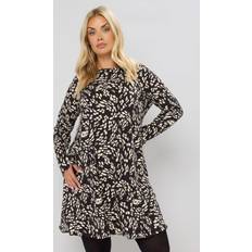 Polyester - Women Blouses Yours Abstract Print Ribbed Tunic Top - Black