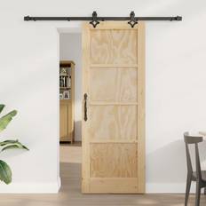 PVC Skydedøre vidaXL Manuel Naturfarvet Sort 73.5 198.5 cm Skydedør Klart glas (x)