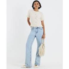 River Island L Cardigans River Island Womens Cream Knitted Frill Short Sleeve Cardigan