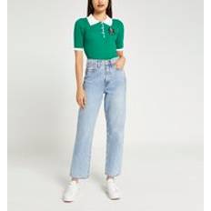 River Island Women Polo Shirts River Island Ri Branded Button Up Polo Shirt - Green