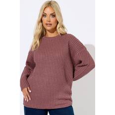 Pink - Women Jumpers Yours Curve Pink Waffle Knit Jumper - Pink