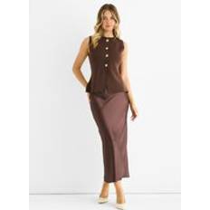 Women Vests Front Compact Knit Waistcoat - Chocolate