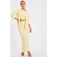 Women Blazers Quiz Petite Light Yellow Ruched Sleeve Blazer - Yellow