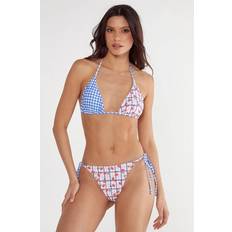 Blue - Sportswear Garment Bikini Sets Nasty Gal Floral Gingham Mix Triangle Bikini Set - Blue