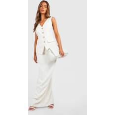 Boohoo Women Skirts boohoo Womens Linen Look Column Fitted Maxi Skirt - Beige
