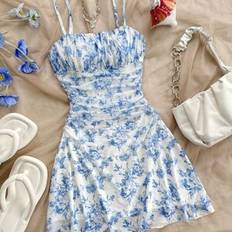 Temu Floral Mesh Dress - Blue/White