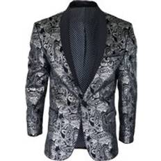 Paisley Blazers Truclothing Velvet Paisley Blazer - Silver