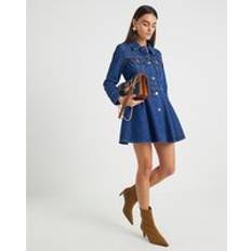 River Island Denim Long Sleeve Mini Dress - Blue