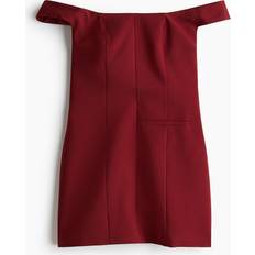H&M Dame Off Shoulder Kjole - Mørkerød