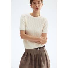 Kabelstickad tröja dam H&M Kabelstickad Tröja Dam - Ljusbeige