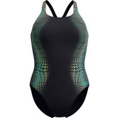 Cut-Out Badkläder Speedo Baddräkt Womens Digital Printed Medalist - Grön