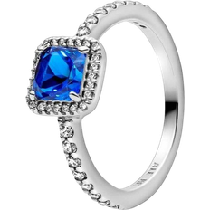 Pandora Square Sparkle Halo Ring - Silver/Blue/Transparent