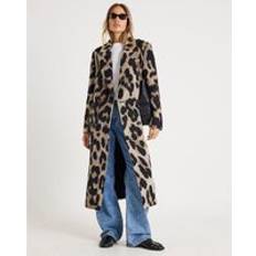 Brown Coats River Island Brushed Leopard Print Coat - Brown