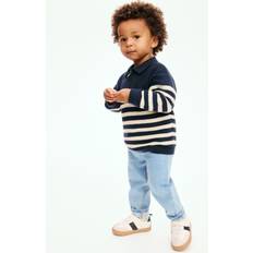 Zipper Polo Shirts Children's Clothing H&M Baby Cotton Polo Jumper - Navy Blue/Striped Cotton
