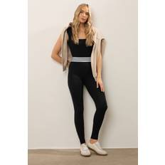 Tall Cotton Stripe Waistband Leggings - Black