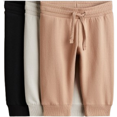 0-1M Byxor Barnkläder H&M Baby 3-Pack Bomull Joggers - Beige/Svart