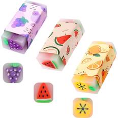 3pcs Cute And Creative Fruit Shaped Erasers