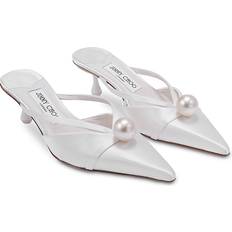 Jimmy Choo Rubber Heels & Pumps Jimmy Choo Ivory Satin Sana Mule 50 Mules Women
