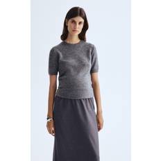 H&M Grey Marl Short Sleeved Fine Knit Top XS