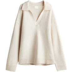 Brown Jumpers H&M Fine-Knit Collared Jumper - Brown