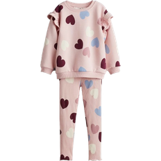 H&M Sweatshirt & Leggings Set 2-Piece - Pink/Hearts (1305879003)