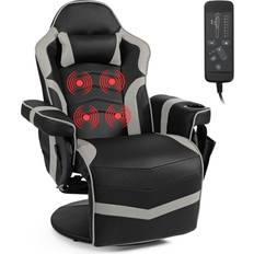 Gaming Chairs Costway Grey Electric Massage Gaming Chair- Black
