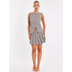 Checkered Skirts Quiz Checked Mini Skater Skirt Light Brown