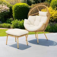Nestara Standing Egg Chair and Stool Grey Cream