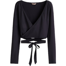 H&M Short Wrap Top - Nearly Black