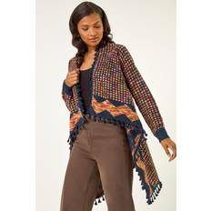 Natural Capes & Ponchos Roman Ombre Tassle Poncho - Navy