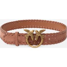 Pinko Ceinture Cuir Boucle Love Birds 4 cm - Marron