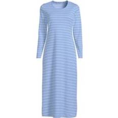 Lands' End Plus Long Sleeve Cotton Nightdress - Blue