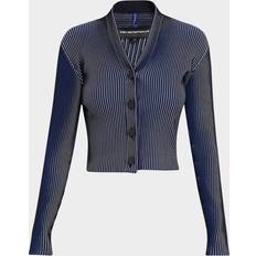 Women Tops Emporio Armani Striped Knit Cardigan - Black Navy Bicolor