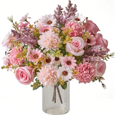 1pc/3pcs Artificial Flowers Fake Roses Flower Bouquet Silk Daisy Dandelion Flowers Bulk For Wedding Home Party Decoration Table Centerpieces Pink