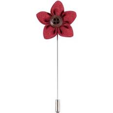 Men - Red Brooches Sodial Lapel Flower Handmade Boutonniere Stick Brooch Pin - Men's