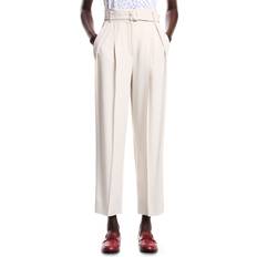 Women Trousers & Shorts Emporio Armani Envers Satin Trousers With Pleats And Belt - Cream