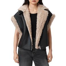 AllSaints Vests AllSaints Marlin Shearling Leather Vest - Black