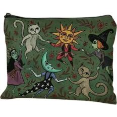 Green - Men Toiletry Bags & Cosmetic Bags Shein Enchanted Forest Night Cosmetic Bag - Dark Green Bag With Whimsical Witch