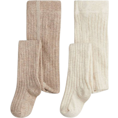 H&M Rib-knit Tights 2-pack - Beige/Light Beige (1235965001)