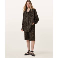 Brown - Denim Jackets AllSaints Willow Leopard Print Regular Fit Denim Jacket - Dark Brown