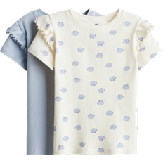 H&M Bomullströja Med Volanger - Vit
