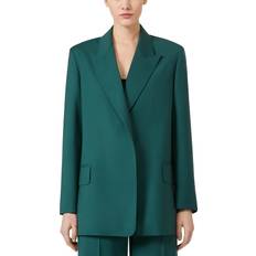Green - Women Blazers Max Mara Telento Belted Oversized Blazer - Dark Green