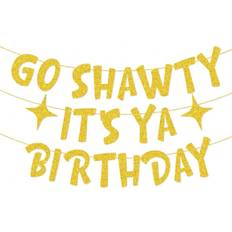 Shein Diy String Glitter 1piece Go Shawty It's Ya Birthday Funny Birthday Gold Glitter Banner